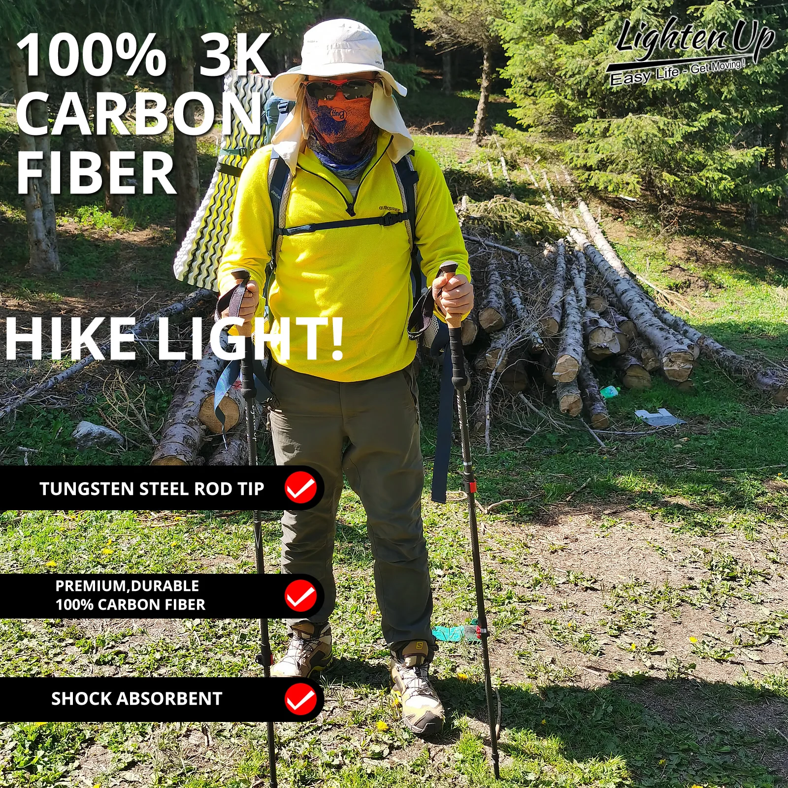 2PCS Climbing Stick трость Ultralight Trekking Poles Carbon Fiber or Aluminum Walking Stick Collapsible Mountaineering Hiking 6