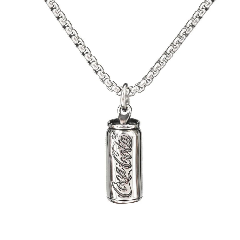 Stainless Steel Have a Drink Cola Pendant Necklace Vintage Hip Hop Can Drink Necklaces Jewelry Gift For Him