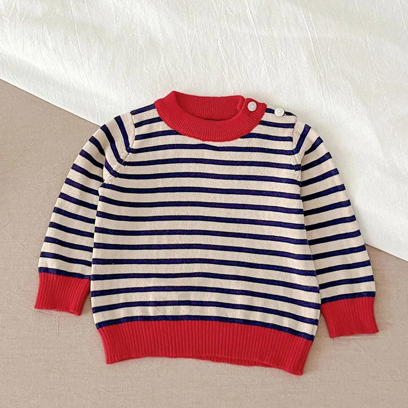 Autumn Winter Kids Sweater Toddler Baby Girl Boys Knitting Pullover Tops Long Sleeved Stripes Newborn Baby Boys Girls Sweater