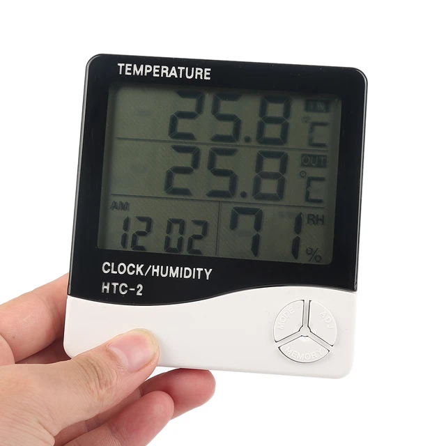 HTC-1 Digital LCD Hygrometer Thermometer Indoor Room Desktop Wall Mounted Temperature  Humidity Meter Gauge with Alarm Clock - AliExpress