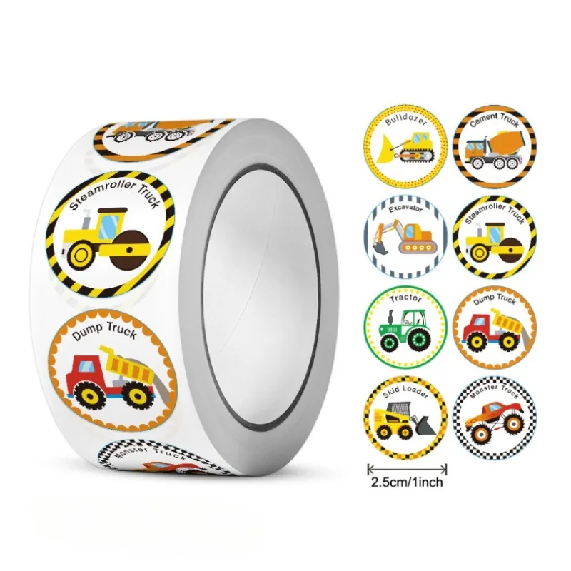 

50-500pcs Transportation car tractor Cute Sticker Roll Plastic Label Scrapbook Reward Toy Sticker Handbook Stationery Label