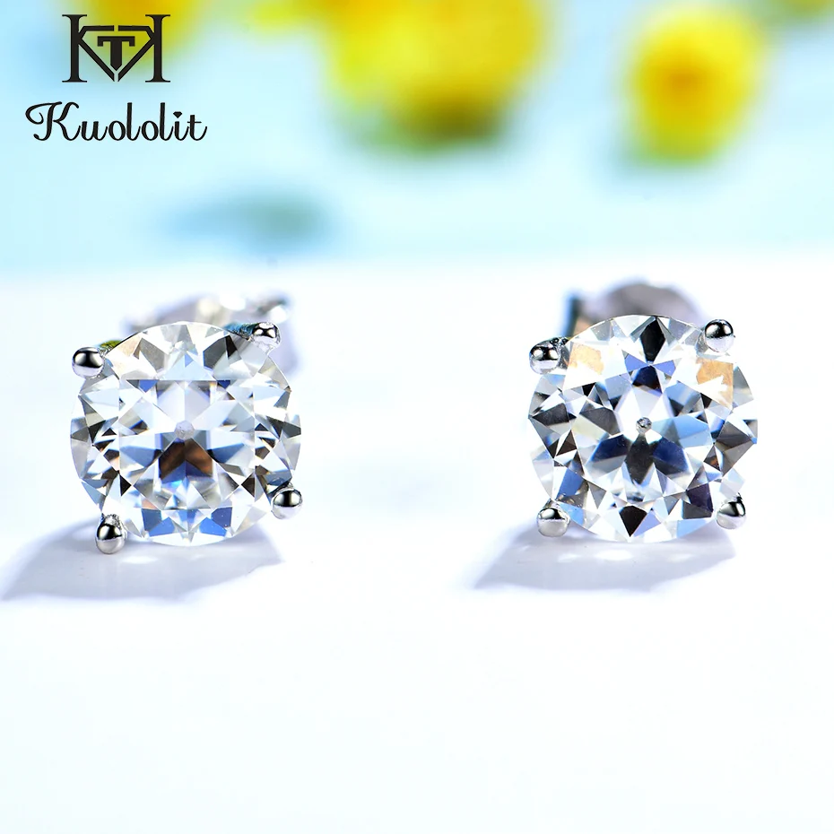 Stud Earrings 2.4CT OEC Moissanite for Women Solid 925 Sterling Silver Brillant Cut D VVS Solitaire for Christmas Fine