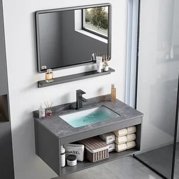 ตู้อ่างล้างหน้าแบบติดผนังรวมล้างห้องน้ําอพาร์ทเมนต์ขนาดเล็กเซรามิกแบบบูรณาการ 1