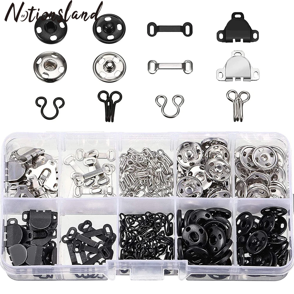 

100Pcs Sew-on Snaps Hook Skirt Hooks&Eye Latches For Skirt&Clothing DIY Sewing Fastener Set Sewing Craft