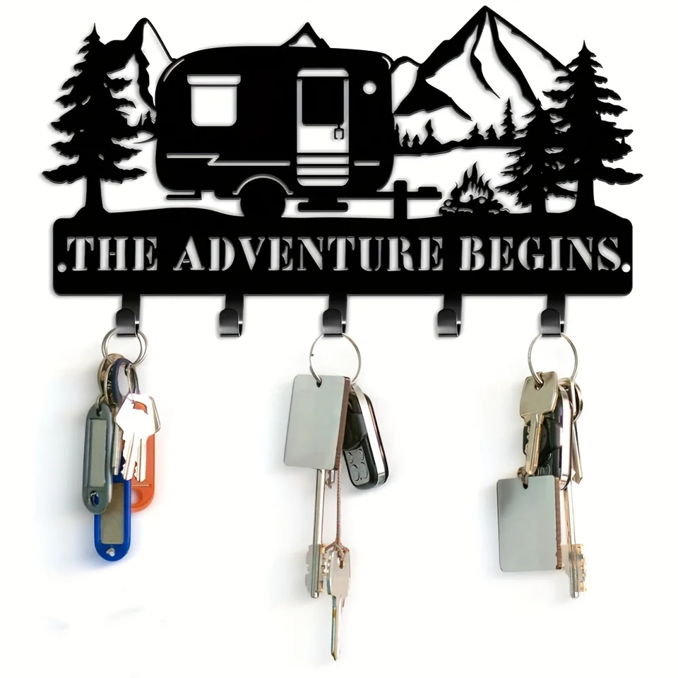 4 Portachiavi Da Parete In Metallo Per Camper - Decorazione Rustica, Organizer Per Chiavi E Piccoli Accessori, Regalo Per Camperisti, Storage Compatto