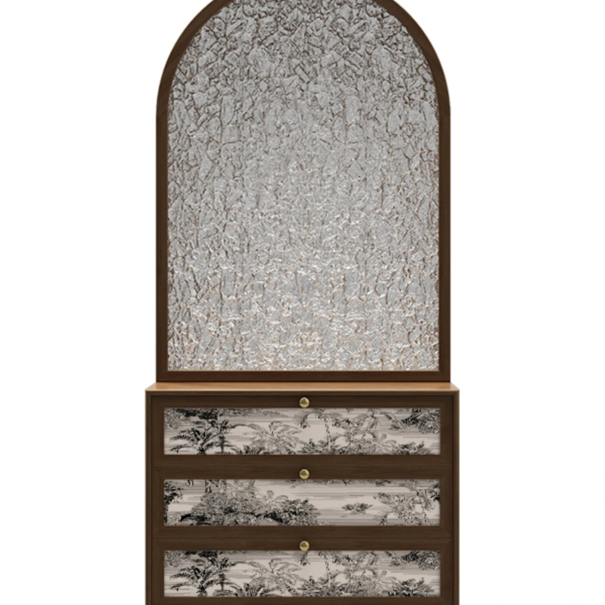 

French Retro Solid Wood Water-Wave Glass Entry Door Subareas Screens Living Room Shoe Cabinet Entrance Cabinet