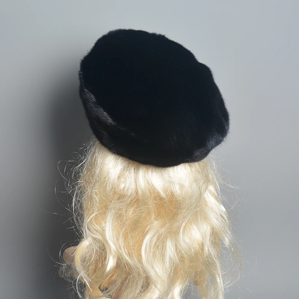 Winter Woman Cap 2025 Polar Hats Full Pelt Mink Fur Hats New Style Octagonal Hat Diamond Solid Luxury Top 100% Real Lady Fur Hat 3