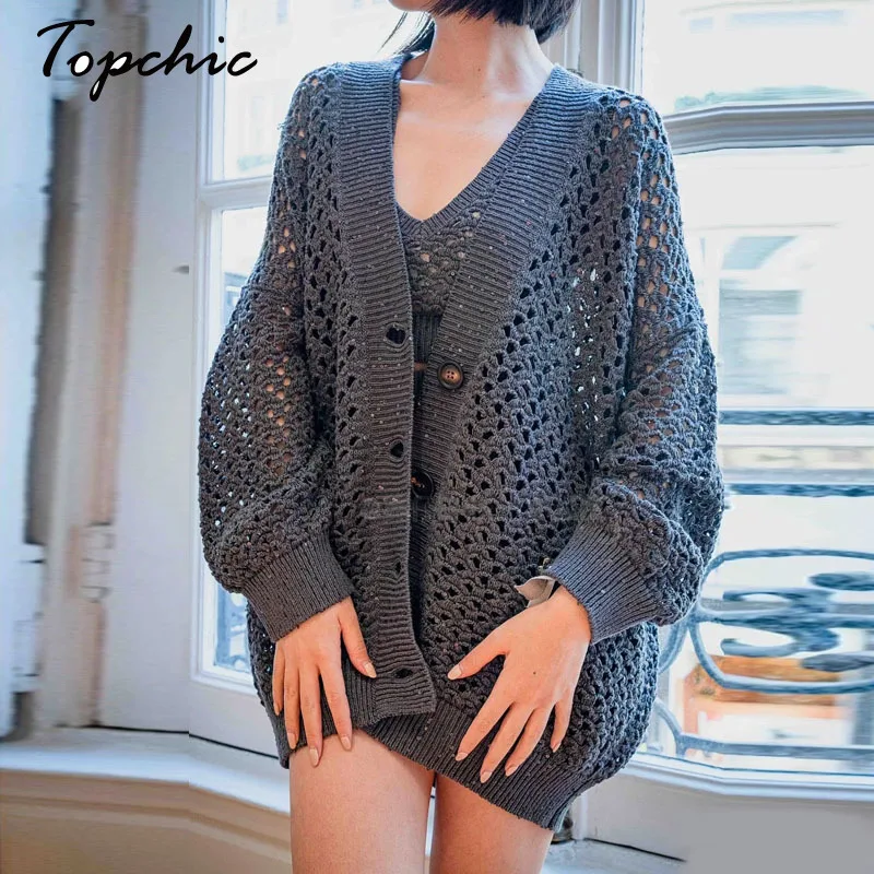 

High-end Cotton and Linen Cardigans for Woman Autumn New In Outerwears 2023 Oversized Gray Knitted Sweater Mujer