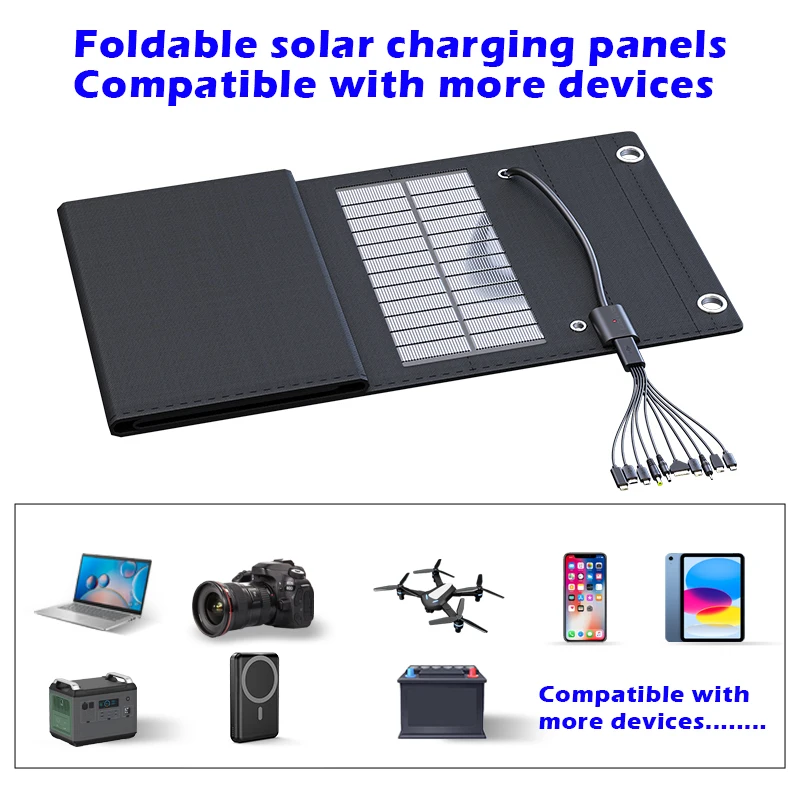 Portable Solar Panel 70W 5V Solar Panel Portable Outdoor with USB Ports for Phone/Tablet/Lights Home Emergency Power Supply Camping/Hiking Solar