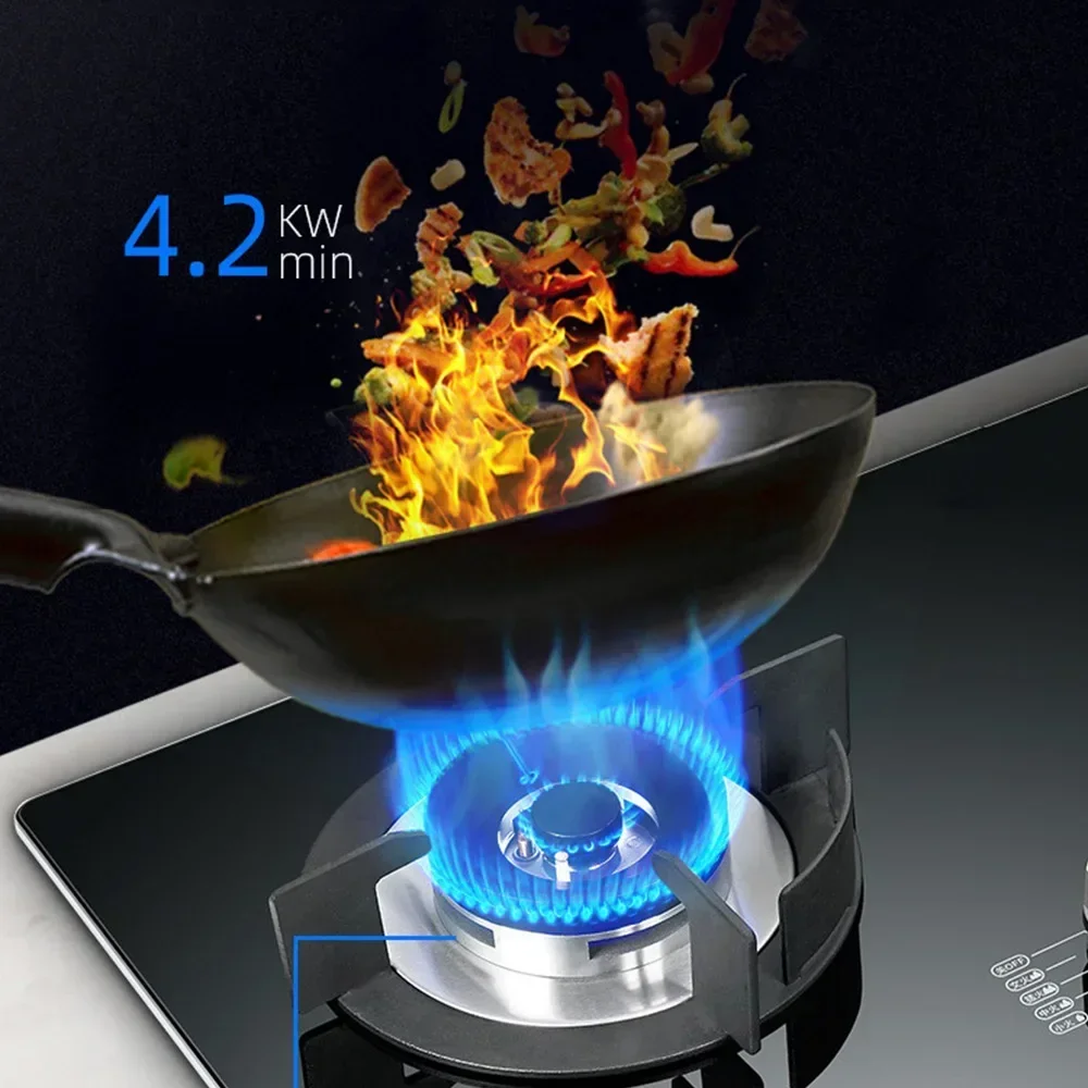 4000W Heat Flow Domestic Embedded Gas Stove Natural Gas Stove Liquefied Gas Hob Tempered Glass Panel Double Stove Cooktop 5