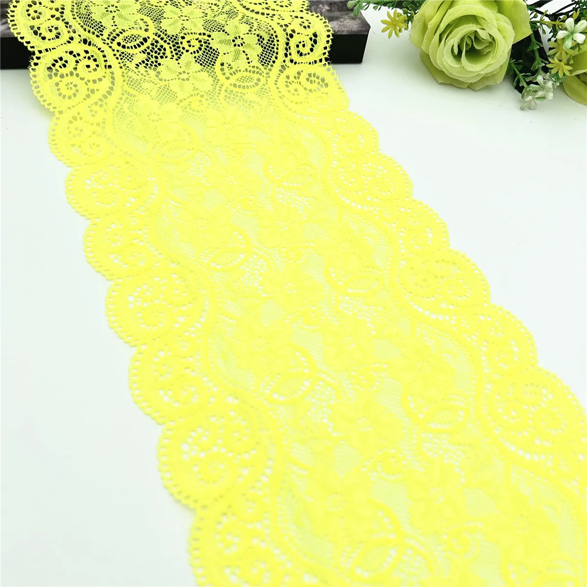 Width 18cm Elastic Stretch Lace Trim Skirt Hem Underwear Sewing Acces Craft DIY Apparel Fabrics Wedding