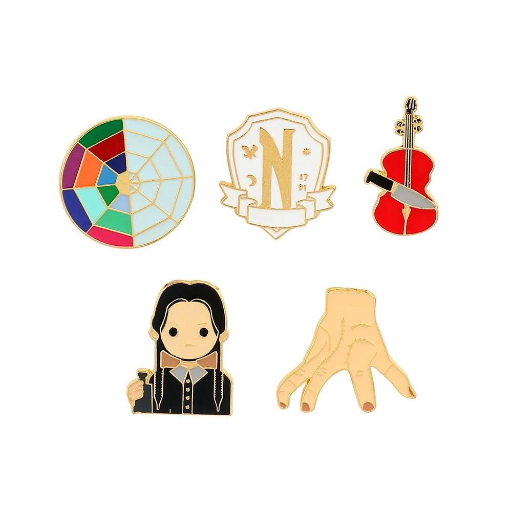 

Wednesday Addams Enamel Pin Nevermore Academy Wednesday Metal Badge Brooch Backpack Clothing Lapel Pin Decoration Accessories