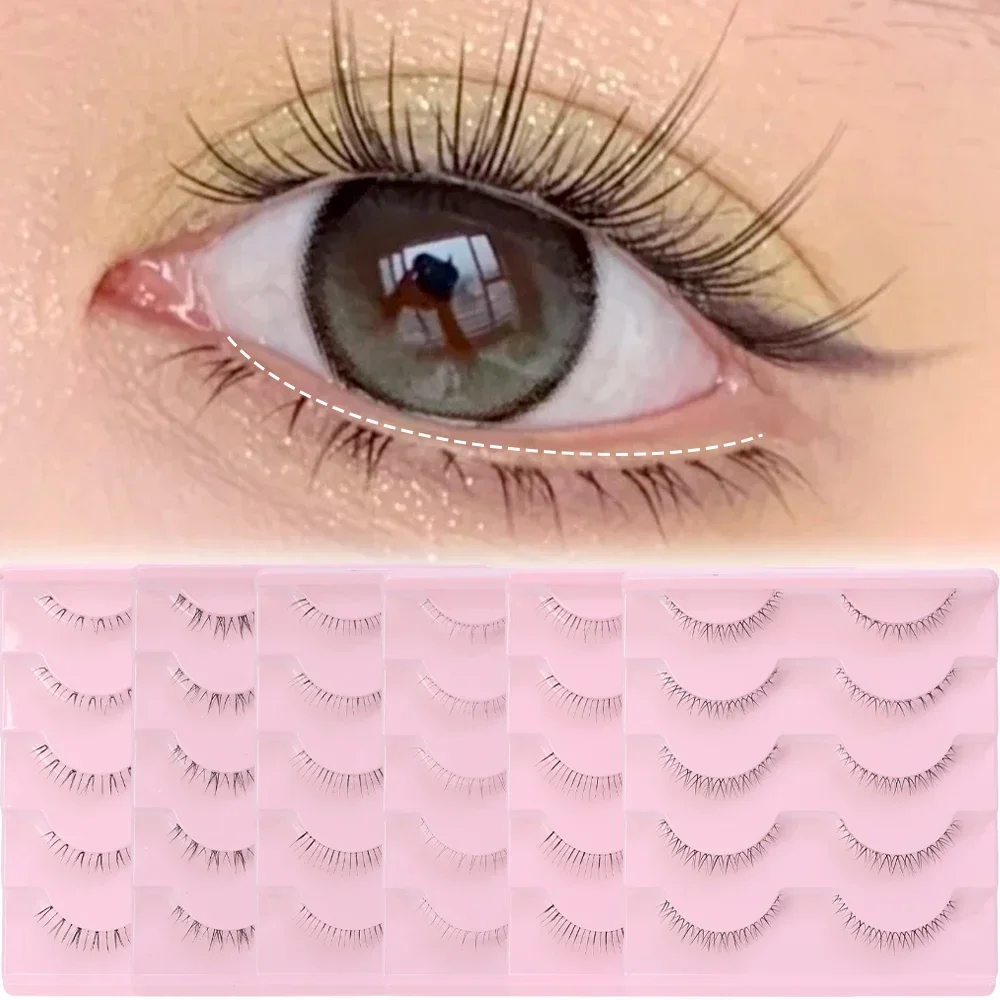 5 páry dolní řasy pack přírodní manga pod oko lashes měkké dolní řasy ruční průhledný pás dno lashes líčení nástroje