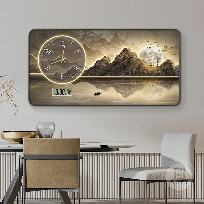 Moderno paesaggio alce orologio soggiorno decorazione pittura