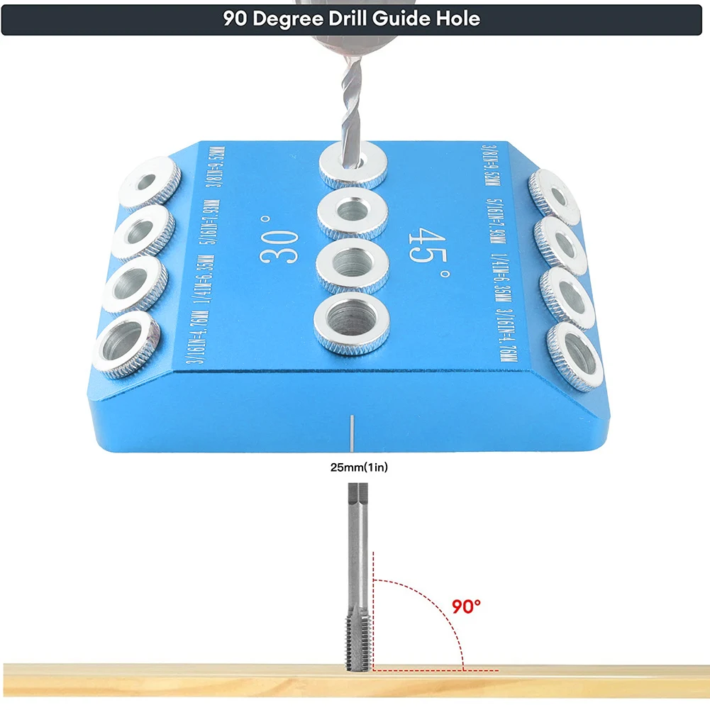 30/45/90 Degree Drill Jig Multi angle Aluminum Alloy Pocket Drill Jig