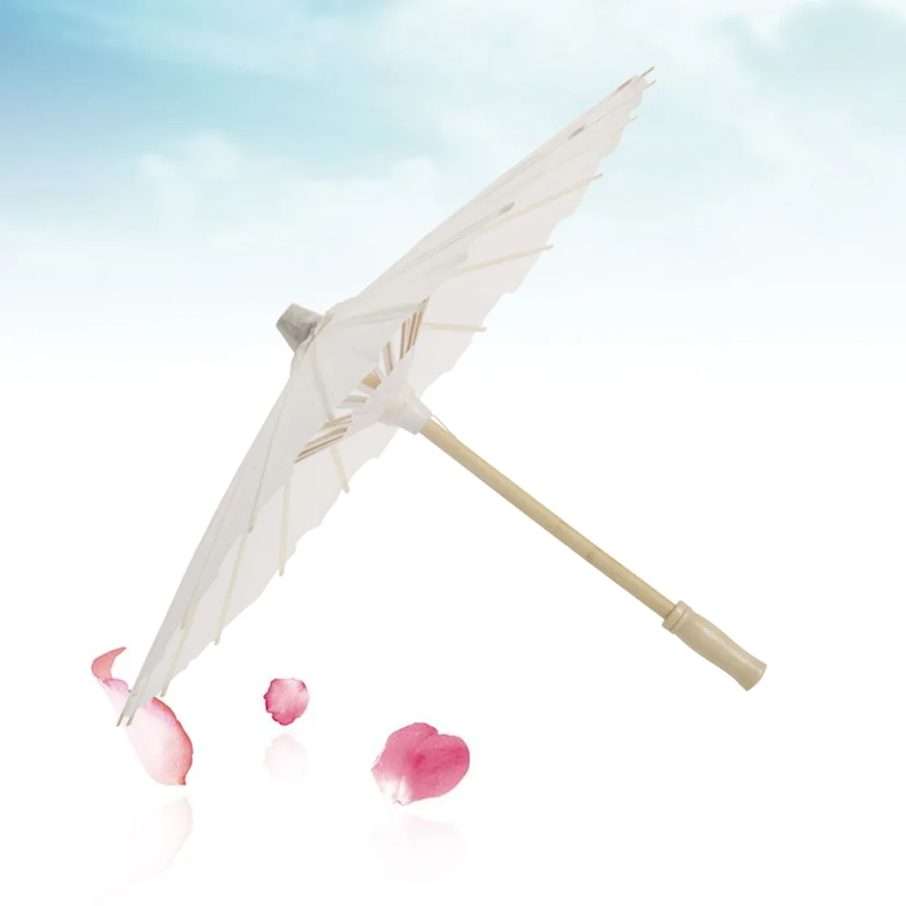 4pcs White Paper Parasol Umbrella Chinese Japanese Wedding Decoration (Diameter 30cm Randoim Handle |