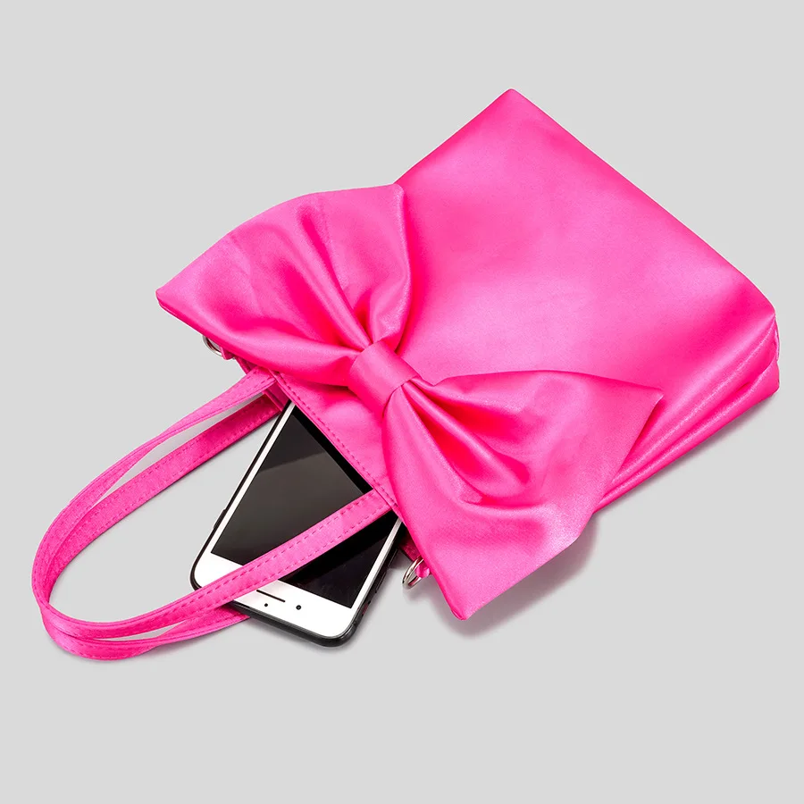 Women Satin Bow Crossbody Shoulder Bag