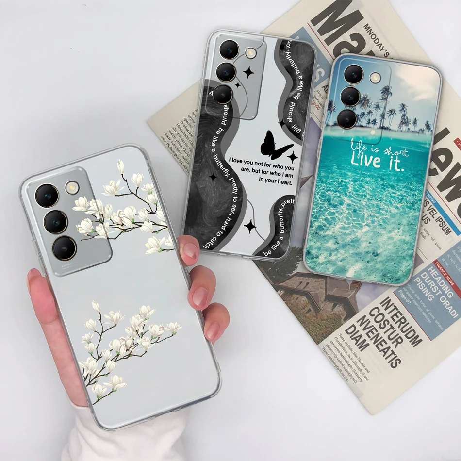Floral Painted Transparent Shockproof Soft TPU Silicone Phone Case