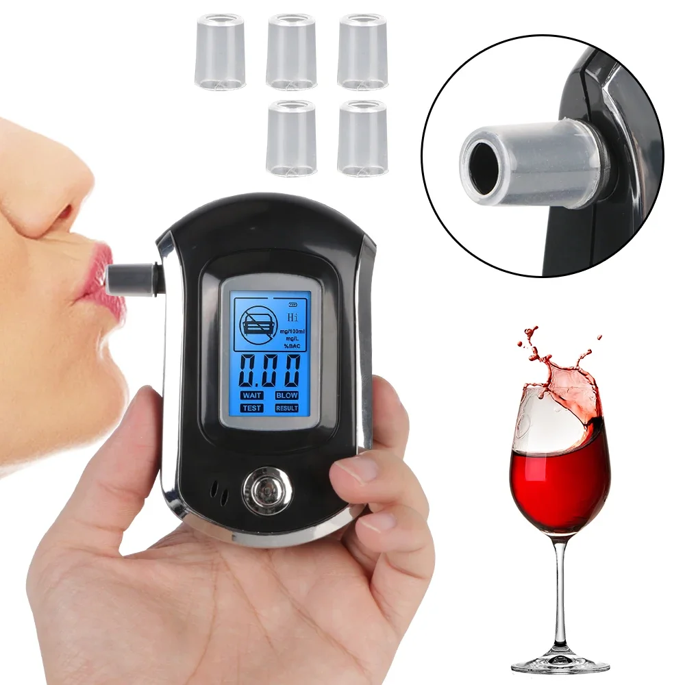 AT6000 LCD Screen Professional Digital Breath Alcohol Tester Mini Breath Drunk Driving Analyzer