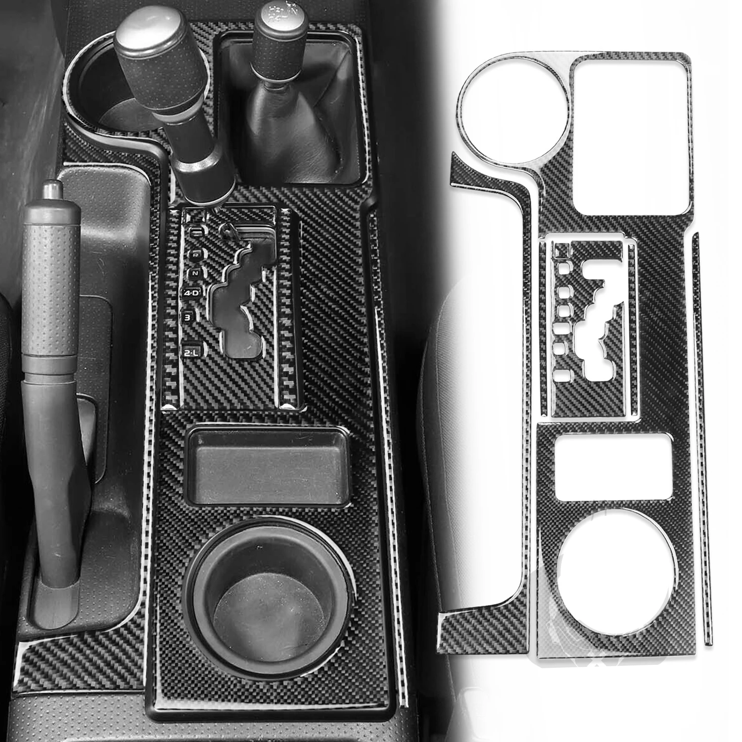 

LHD! Fit for Toyota FJ Cruiser 2007-2023 Carbon Fiber Interior Console Gear Shift Panel Water Cup Cover Trim 7pcs