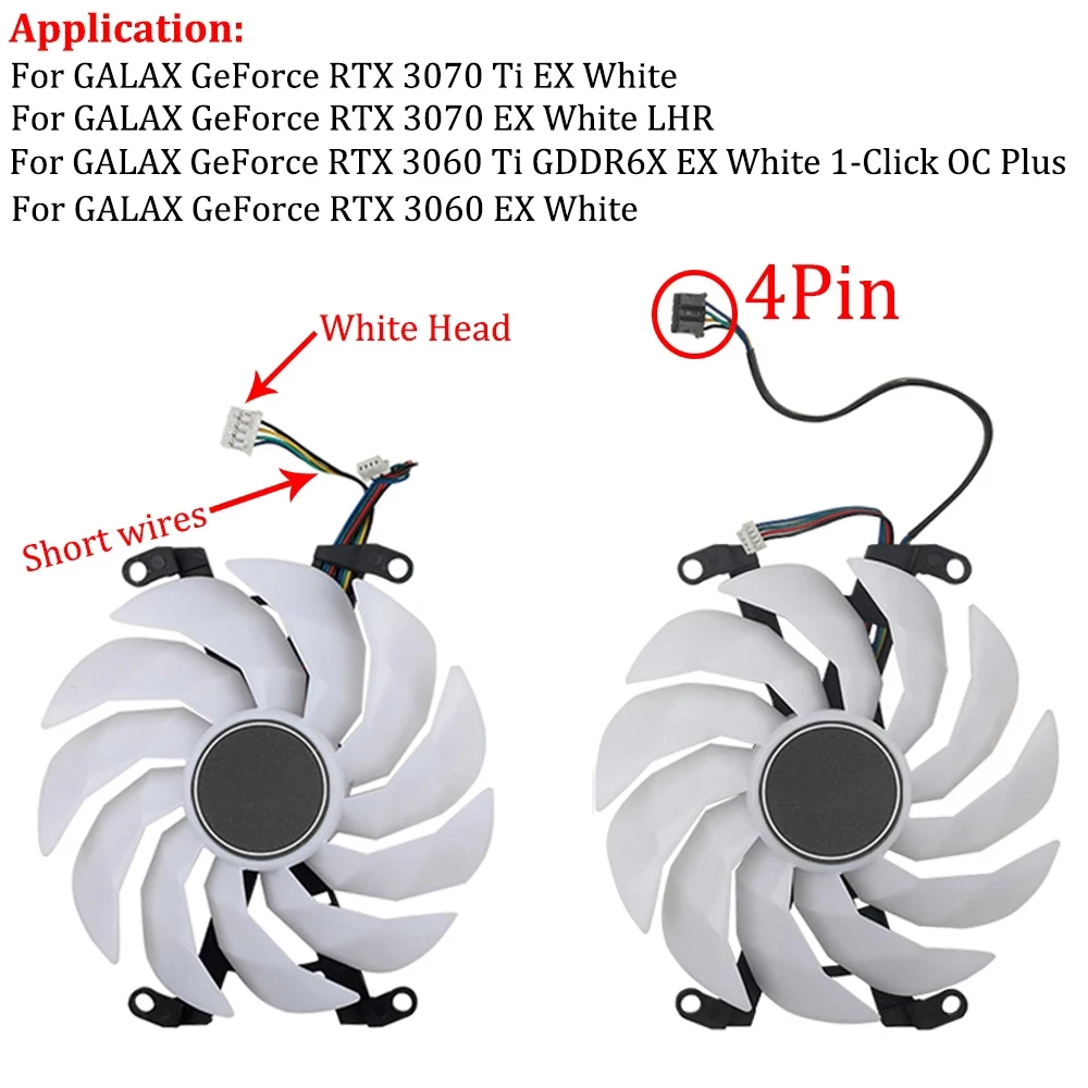 Ventilador de Refrigeração da Placa de Vídeo para Galaxy Placa Gráfica Branca Rtx3060 Rtx3060 Rtx3070 Rtx 3060 3060ti 3070 3070ti ex - Imagem 3