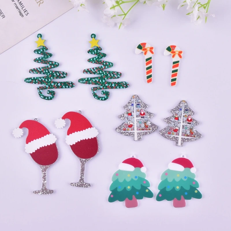 

10pcs Y2k Fashion Christmas Tree Wine Cup Christmas Cap Fashion Skull Christmas Tree Charms for Earring Necklace DIY Jewelry DIY