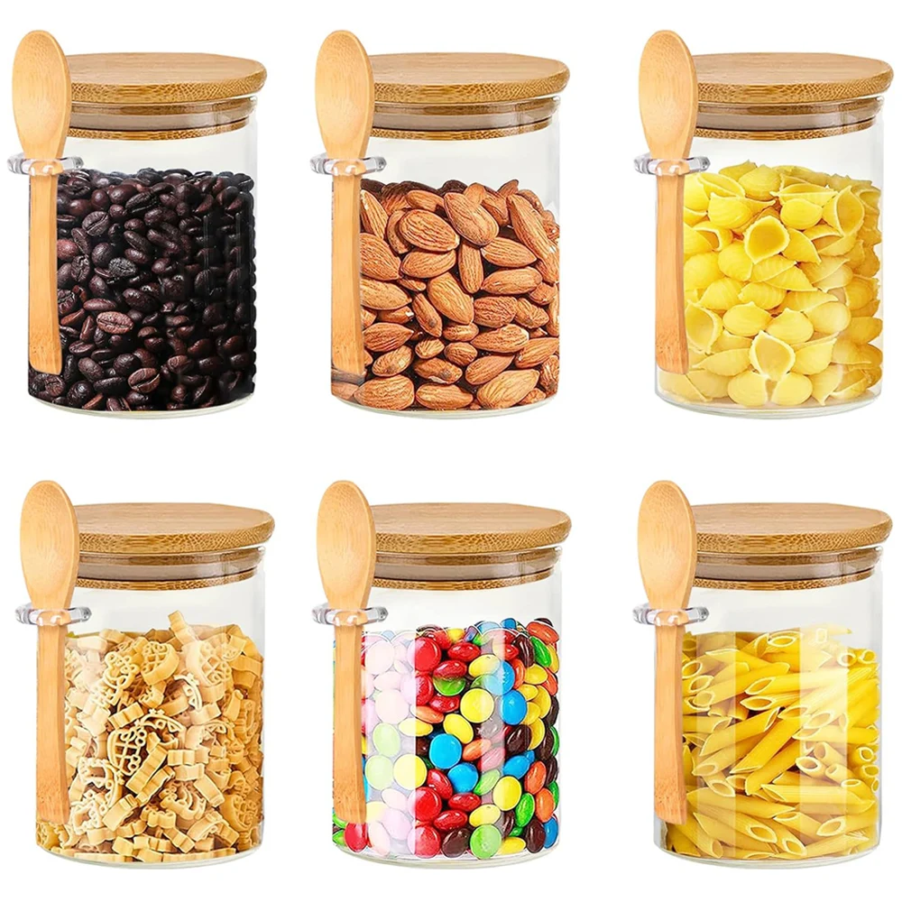 Natural Glass Jars Set Airtight Food Containers with Bamboo Lids for Flour  Sugar Tea Coffee Beans Spice - China Glass Storage Jars and Glass Jars  price