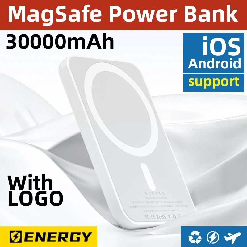 30000Mah Magsafe Power Bank Per Iphone Android Magnetic Wireless Fast Charging Batteria Ausiliaria Esterna