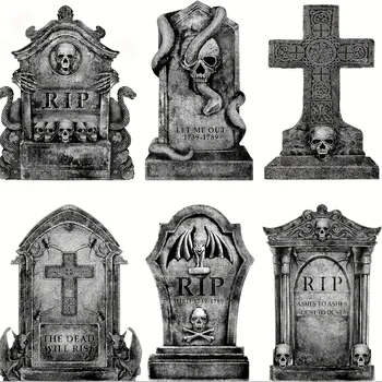 Halloween Decorations Outdoor Graveyard Tombstones Tombstones Halloween Decor Yard Signs with Stakes Realistic Scary Skeleton