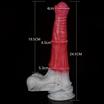 New Squirt Animal Horse Dildo With Suction Cup Red Silicone 24cm Long Penis Sex Toys For Women Female Masturbator Anal Massage 3