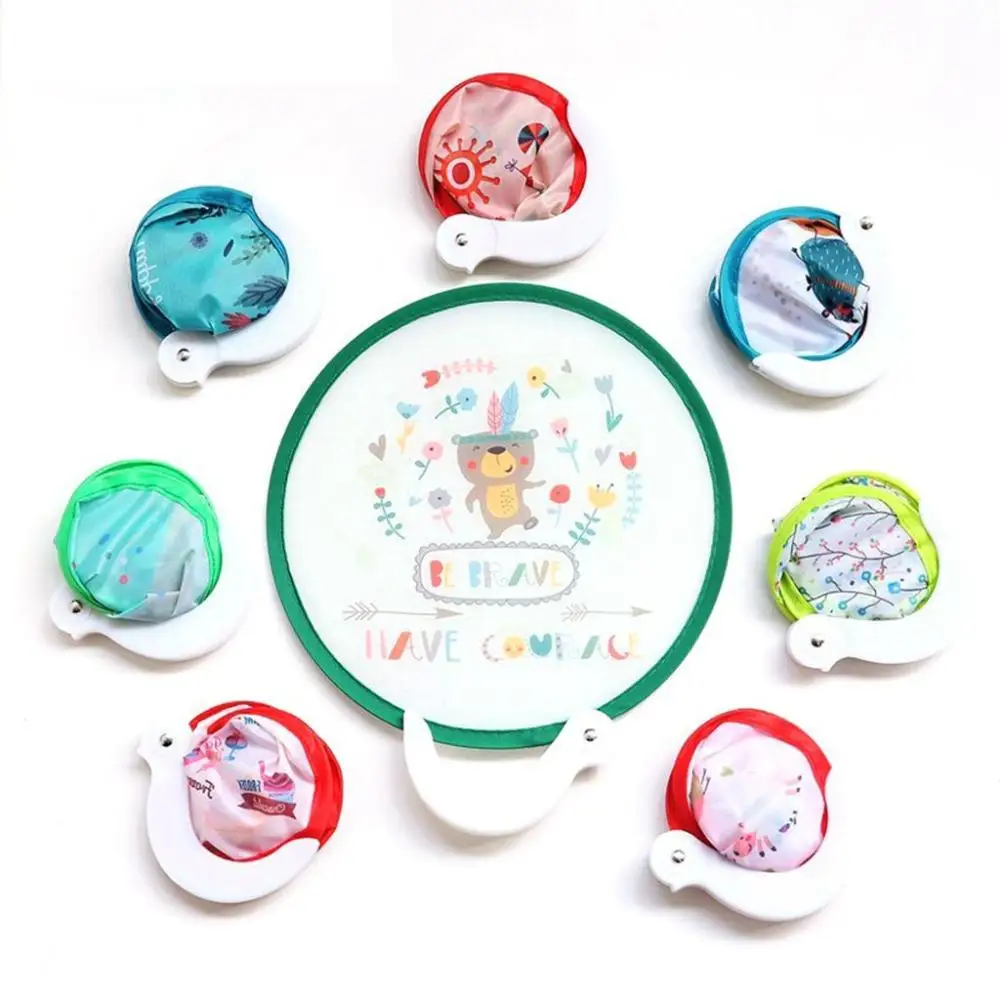 Portable Cartoon Folding Fan Kawaii Creative Foldable Fan Cool Summer Hand Flying Disk Pocket Cloth Gifts for Kids