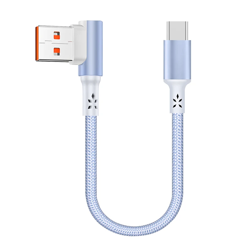 Compact Right Angle USB-C Fast Charging Braided Cable