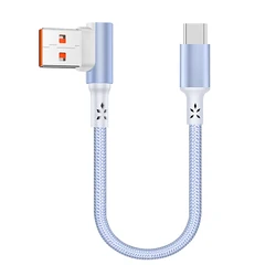 Compact Right Angle USB - C Fast Charging Braided Cable - 0.15m (Purple LR A - C 2)