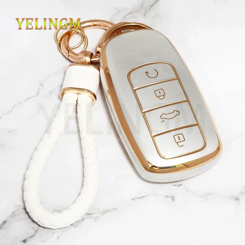 Premium 4-Button TPU Car Key Case Holder and Keychain Accessory