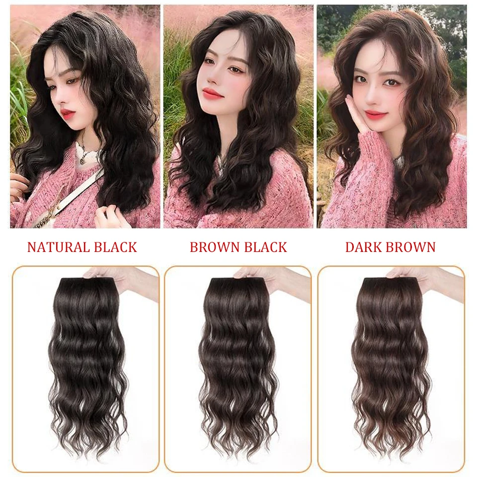 Synthetic Hair Pads Clip In Hair Piece Top Two Side Invisible Thickened Hair Root Pad Fluffy Wavy High Natural Hair Extensions