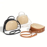 New Versatile Ladies Shoulder Bag Simple Temperament Versatile Messenger Bag Woven Zipper Handbag Exquisite Straw Bag for Travel
