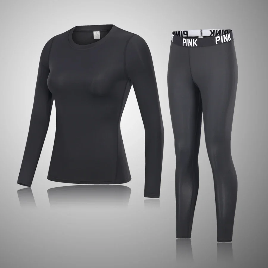 Women's Long Johns Sports Thermal Underwear Sets Winter Women Clothes Warm Compress Long-Sleeved 2 Pieces Thermal Pants
