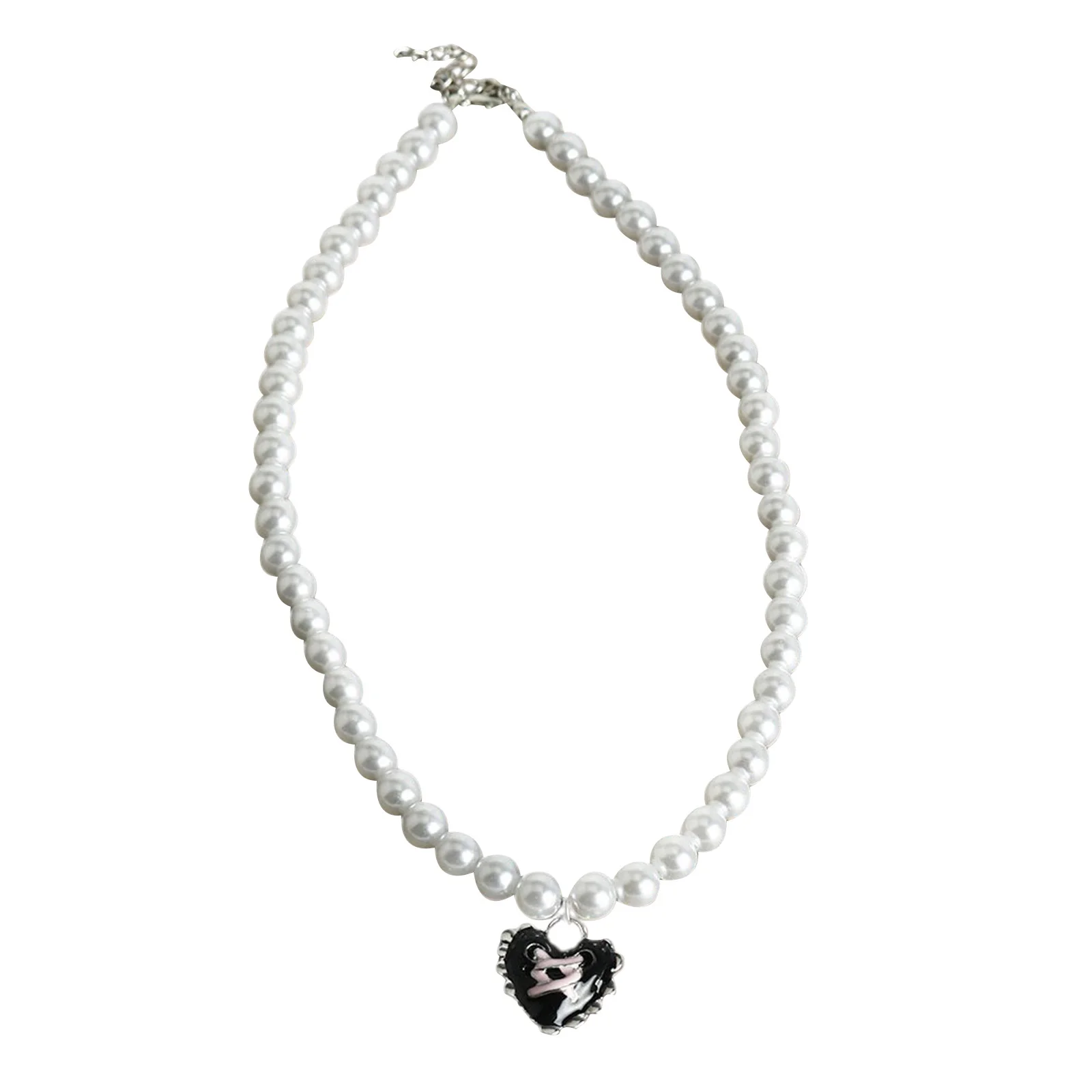 Heart/Cross Pearl Pendant Necklaces Sweet Clavicle Chain Necklace Jewelry Valentine's Day Present for Women and Girls