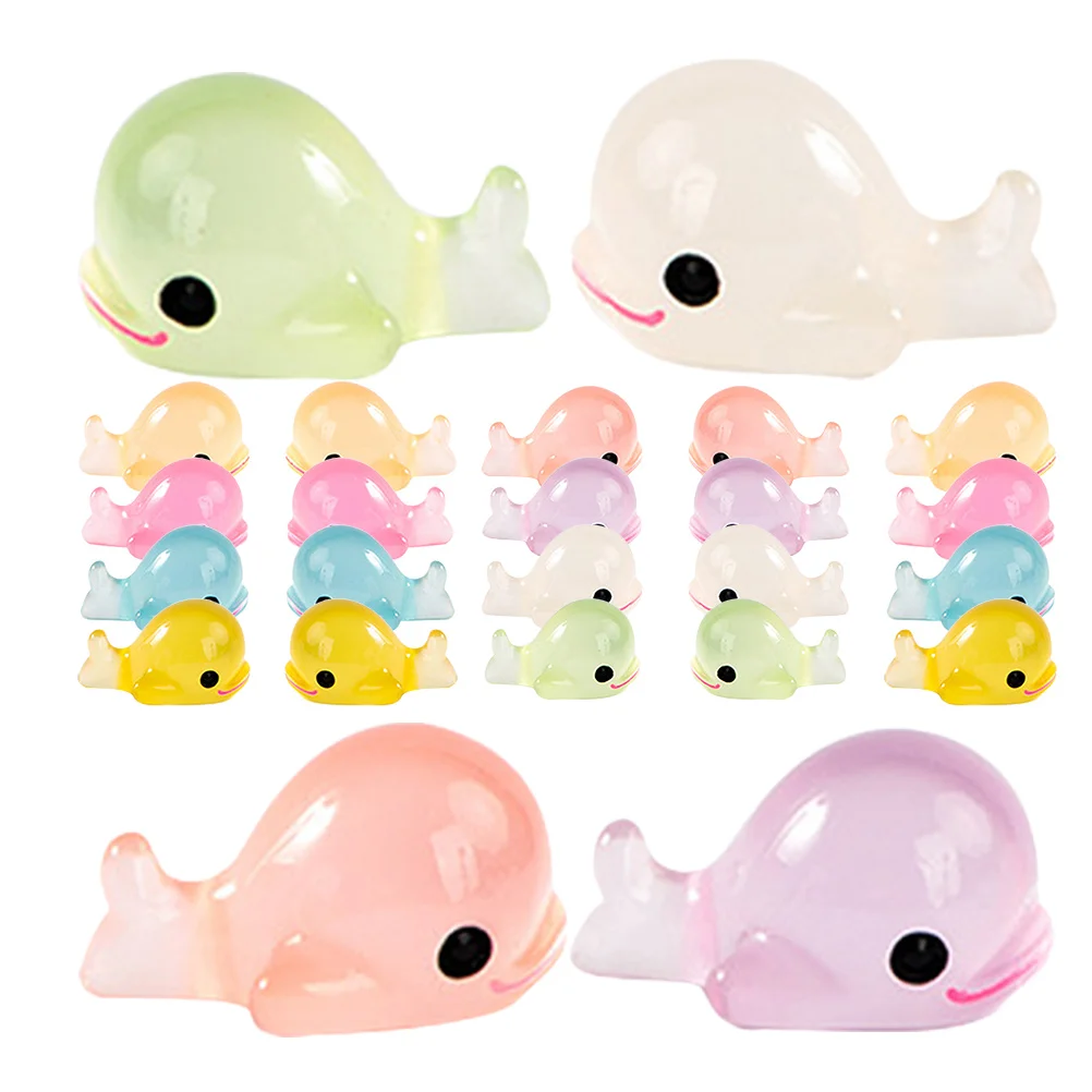 

24 Pcs Micro Landscape Luminous Dolphin Decor Mini Resin Animals Bulk Ornaments