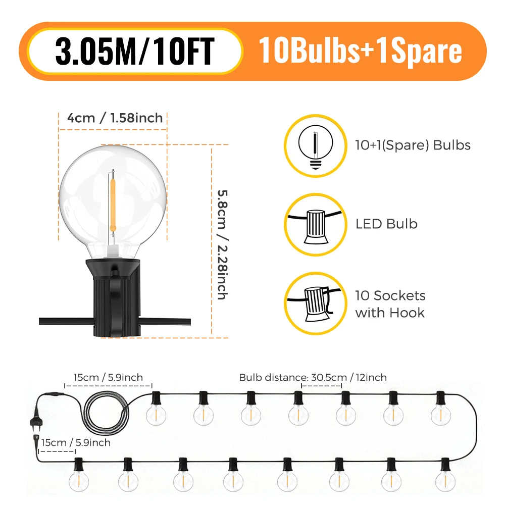 ตัวเลือกสินค้า ไฟ LED สายยาว 30 เมตร กลางแจ้ง IP65 ตกแต่งงาน