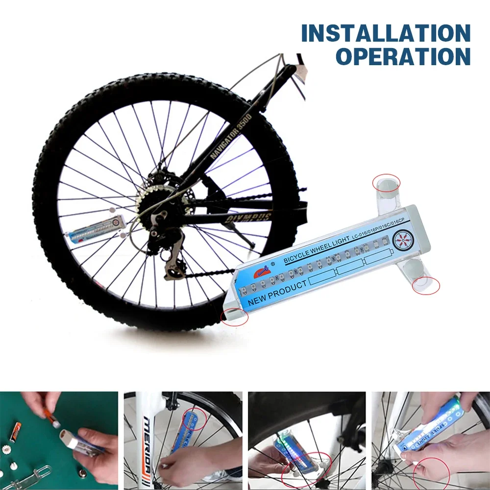 32Patterns Bike Bicycle Wheel Traffic Light Double Display Flash Rgb Led Lights Bicycle Spoke Lamp Night Riding Cycling Lighting