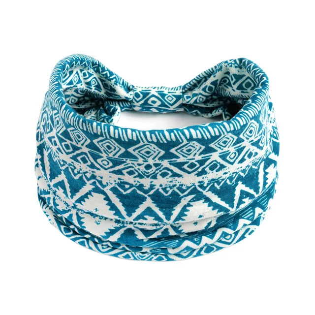Summer Bohemian Bandanas Elastic Hair Bands Yoga Exercise Cotton Headband Women Headwear Print Vintage Cross Unisex Scrunchies 29