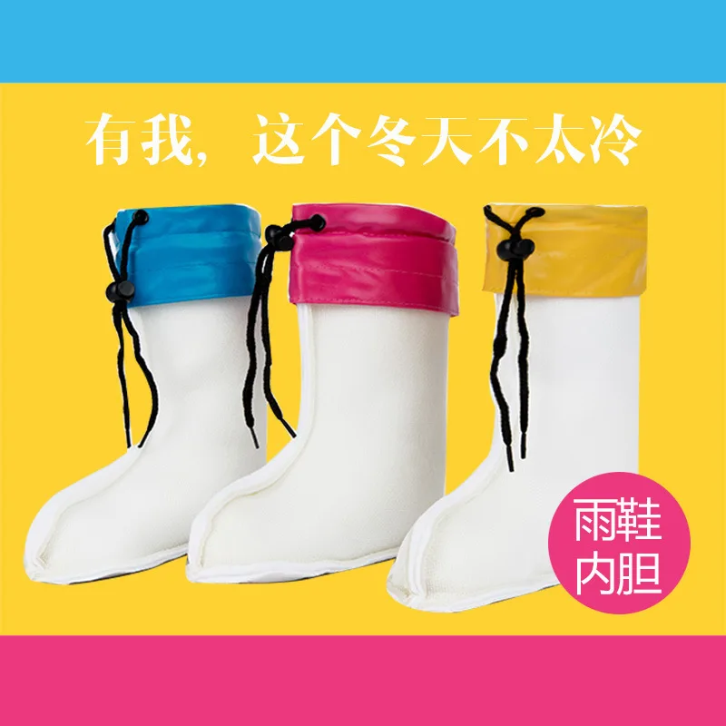 

Autumn Winter Children's And Boys' Rain Boots Waterproof Leather Mouth Liner With Cotton InsulatIon Detachable Blue Red