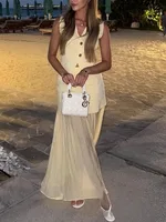 KONDALA Vintage Chic Women Knitted Suit VNeck Sleeveless Top Straight Long Spliced Skirt Fashion 2025 Spring Suit - Image 5