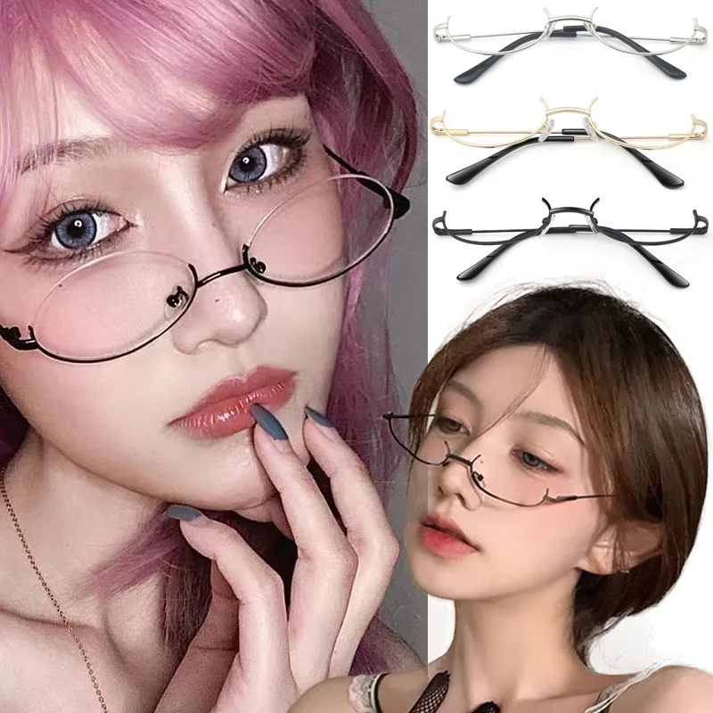 Vintage Chic Metal Half-Frame Eyewear for Cosplay & Party Décor