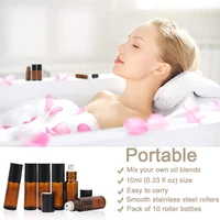 10Pcs 5/10ml Empty Brown Roll On Glass Bottles Roller Ball For Perfume Essential Oil Liquid Substances 2