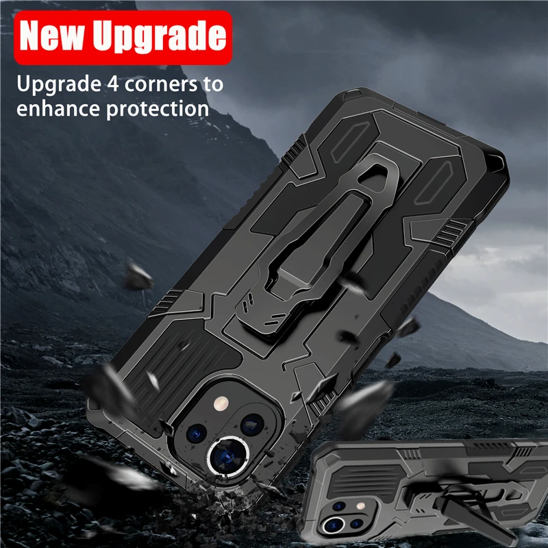 ShockProof Case For Xiaomi Mi 11 Lite 5G NE 11T 10T Poco M4 X3 X4 M3 Pro F3 Belt Clip Armor Cover For Xiaomi 11 Lite 5G NE Case