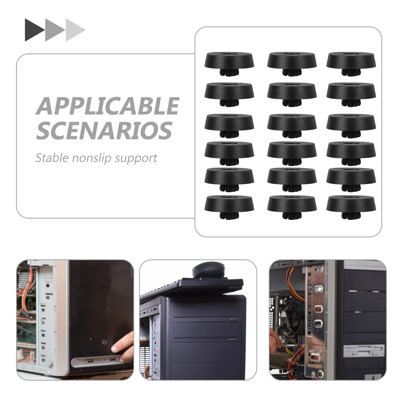20Pcs 컴퓨터 케이스 피트 패드 진동 방지 충격 흡수 방지 미끄럼 방지 교체 PC 케이스 피트 라이저 사일런트 지원 데스크탑