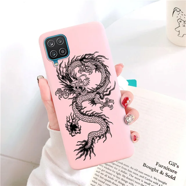 Candy Matte Soft TPU Case For Samsung Galaxy A12 Shockproof Silicone Back Cover For SamsungA12 A 12 SM-A125F Cases Red Cat Funda 009IA04