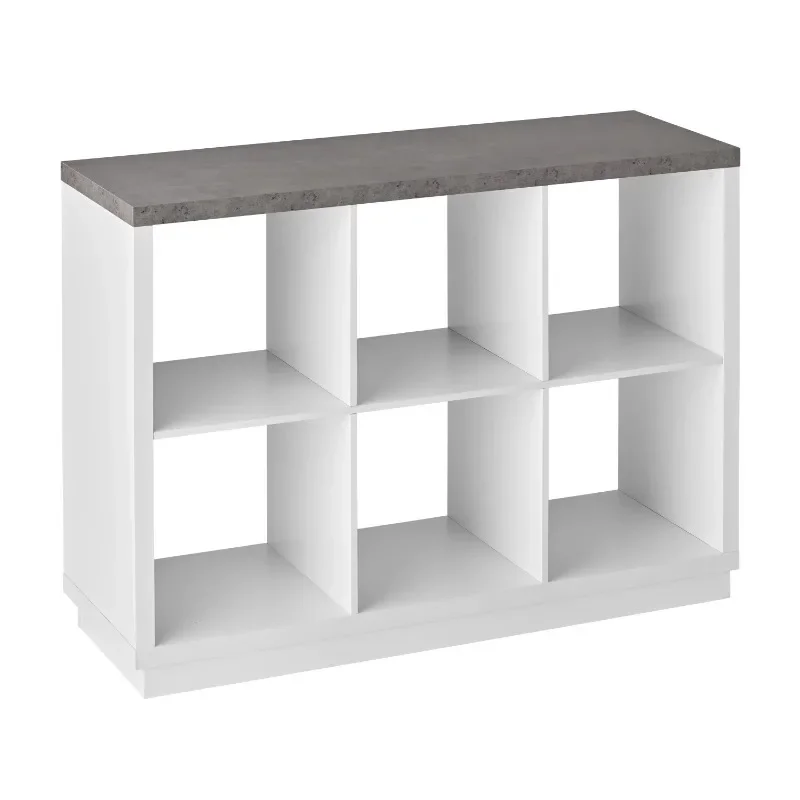 

Build Your Own Furniture 6-Cube Organizer, White with Faux Concrete Top furniture kitchen cabinets